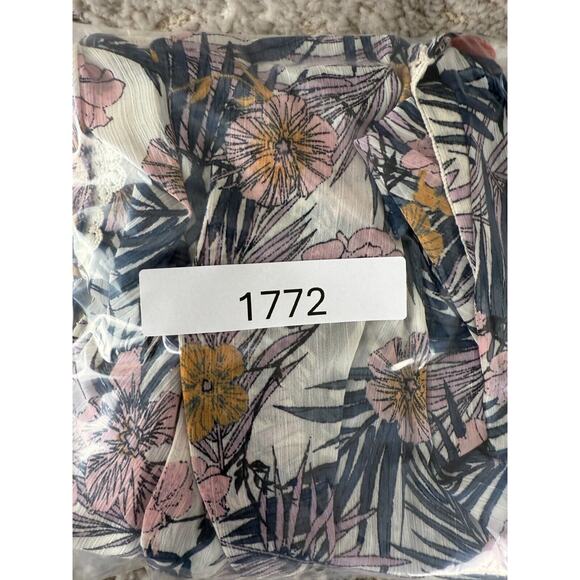 Rewind Size L Floral Tropical Open Front Cardigan Sweater Artsy Semi Sheer - Picture 10 of 10